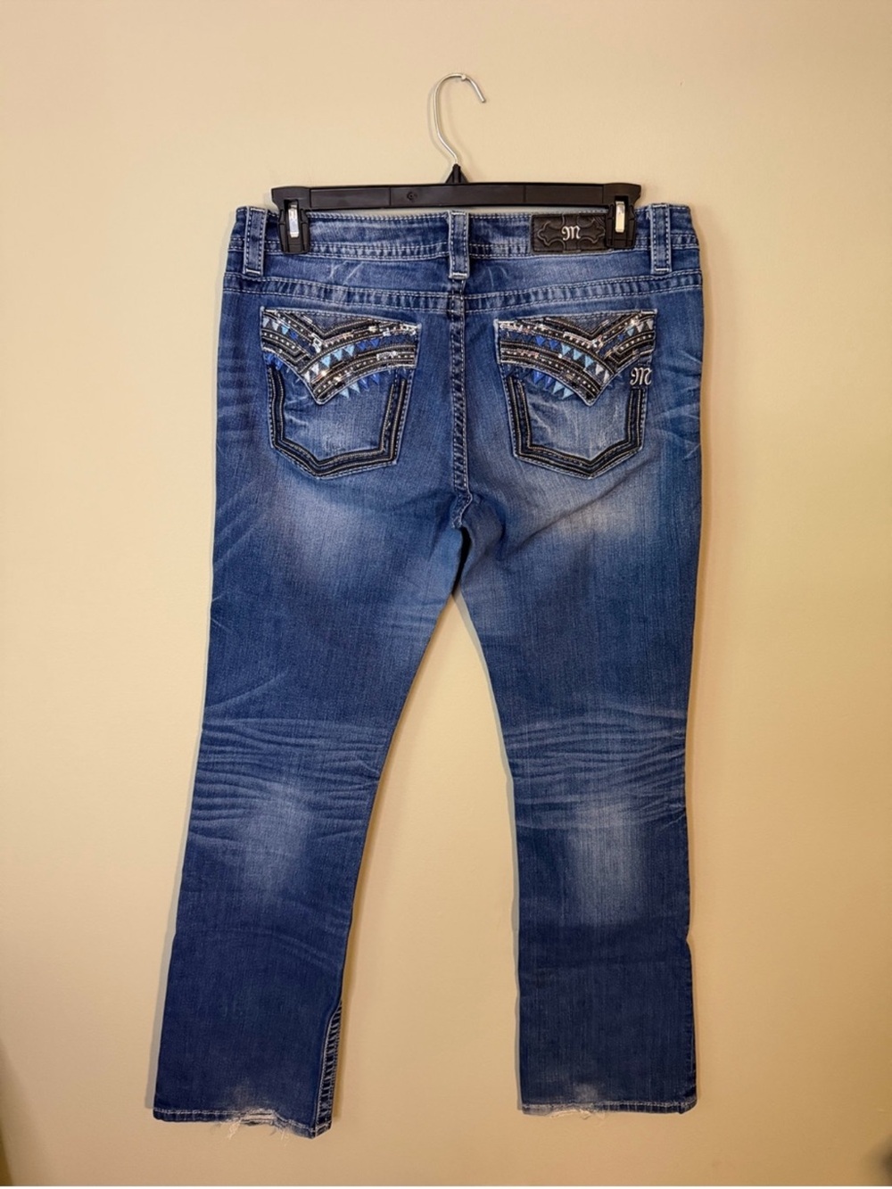 Gorgeous Vintage Y2K Miss Me Signature Boot Jeans Embellished Pockets 34”Inseam